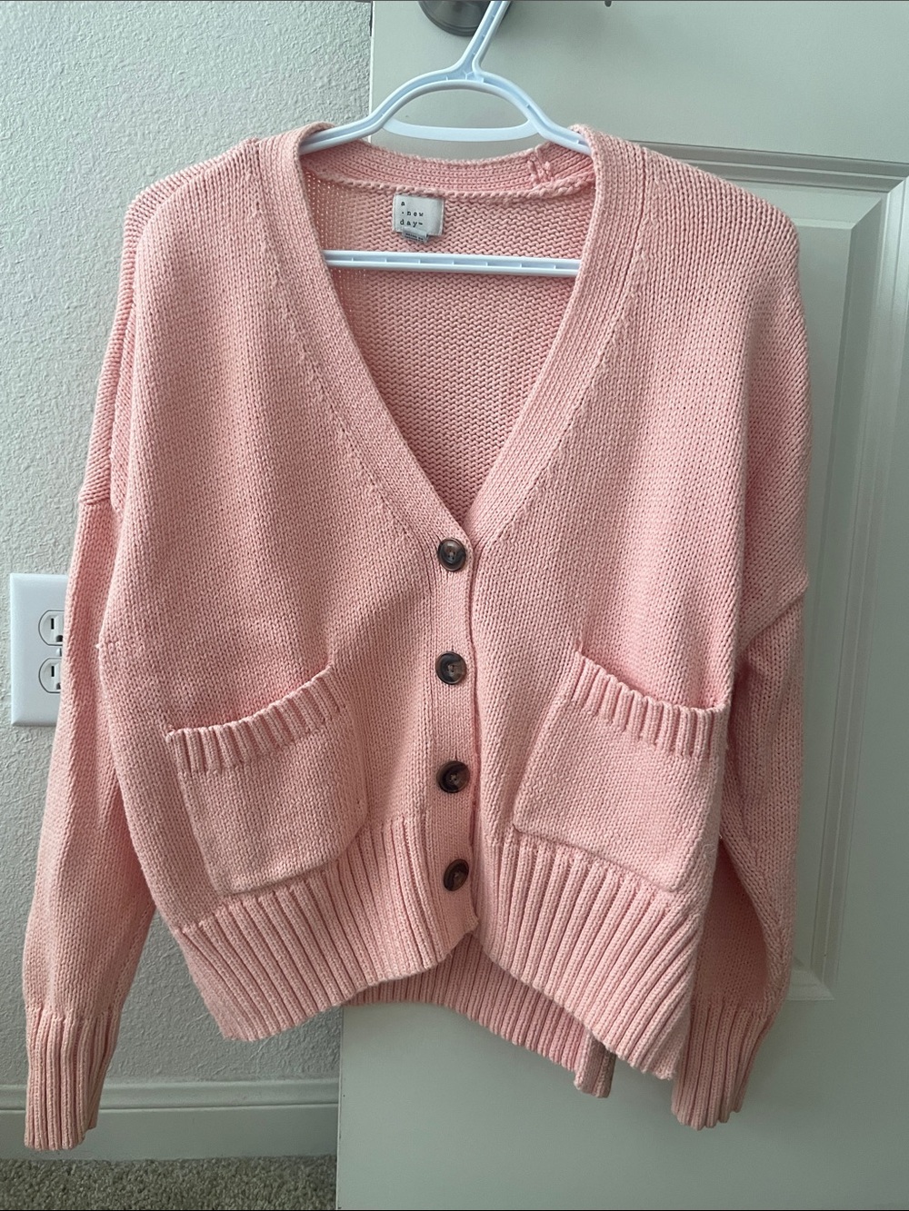 a new day Blush Pink V-Neck Button Pocket Cardigan